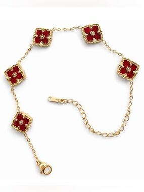 Red Clover Reversible Bracelet 18k Gold Plated